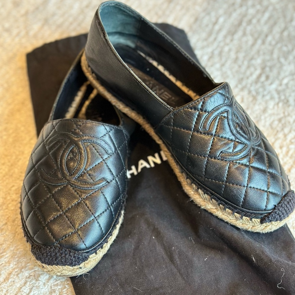 Chanel Espadrilles Black Quilted Size 37